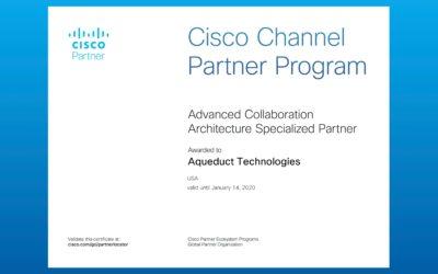 Aqueduct Recertifies Cisco Advanced Collaboration Architecture Specialization