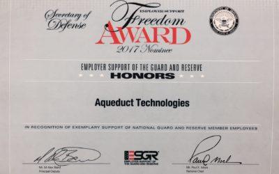 Aqueduct Technologies is Honored the Defense Employer Support Freedom Award